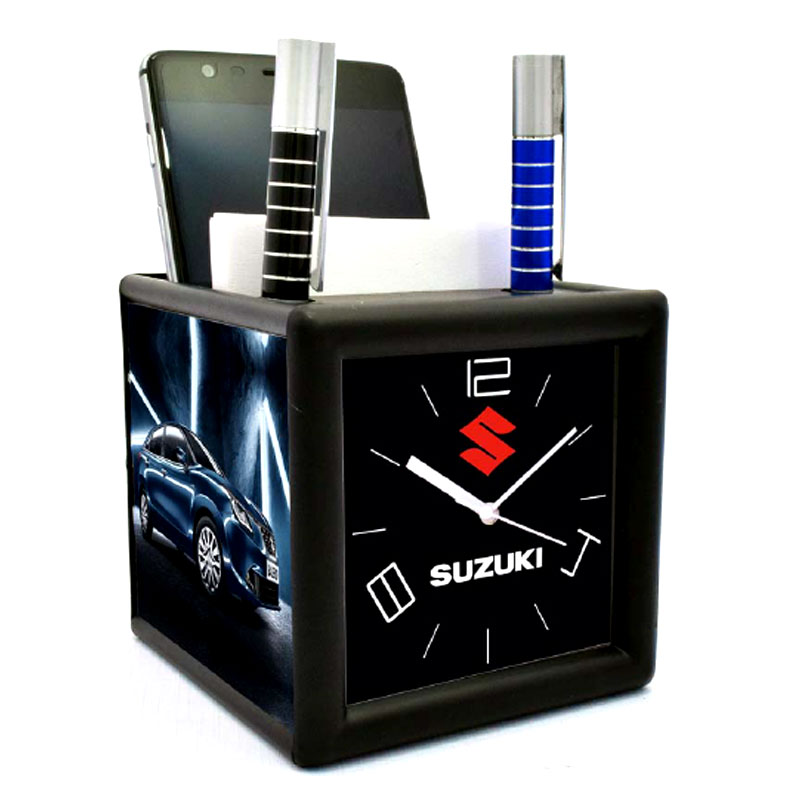 Table Clock with Pad Mobile and Pen Holder